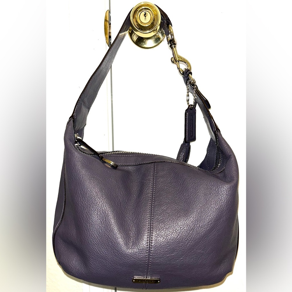 Coach Purple Leather Hobo Bag with silver Hardware